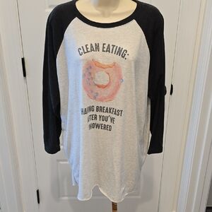 Women's Long Sleeve Graphic Tee - Black and White